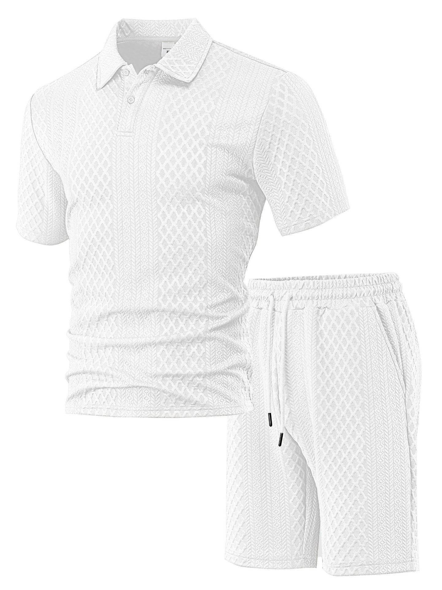 Men's Jacquard Polo Shorts Set