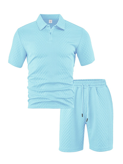 Men's Jacquard Polo Shorts Set