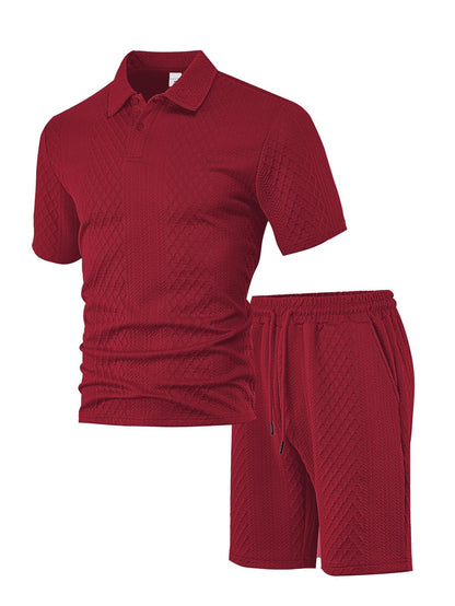 Men's Jacquard Polo Shorts Set