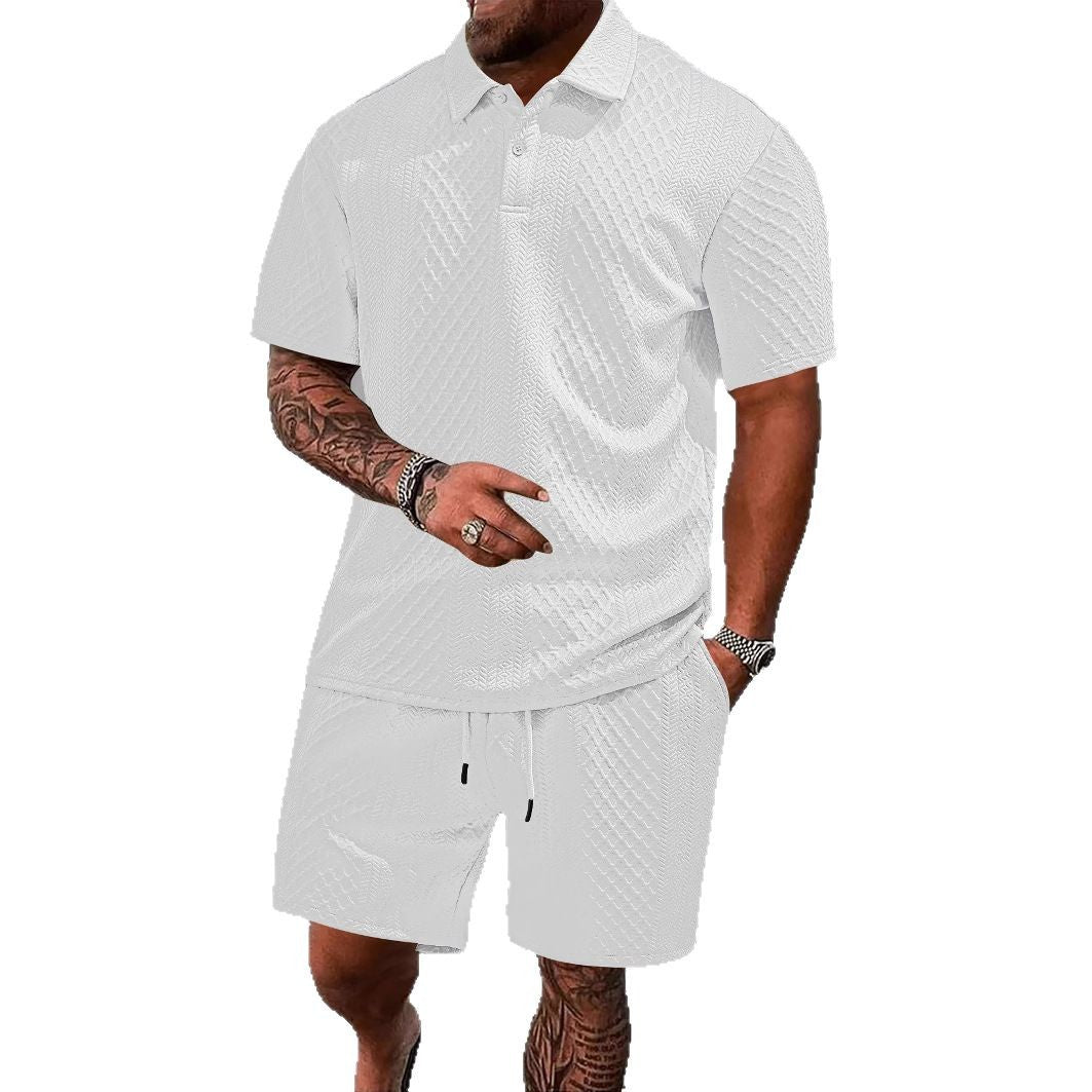 Men's Jacquard Polo Shorts Set