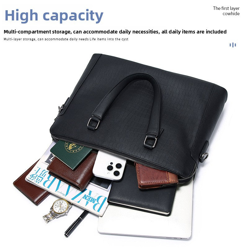 Men's Leather Briefcase Business Handbag