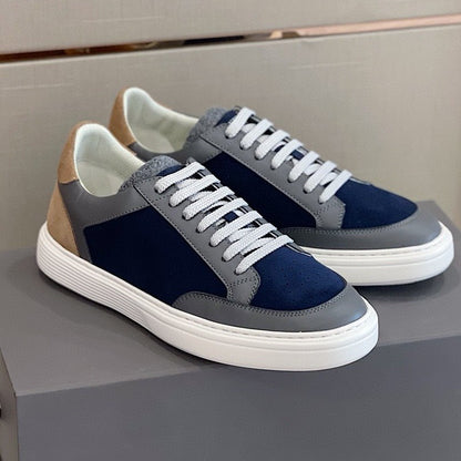 Men's Leather Patchwork Low-Top Sneakers