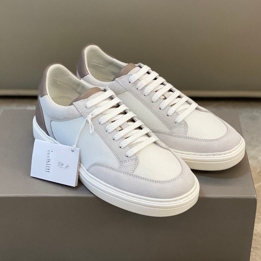 Men's Leather Patchwork Low-Top Sneakers