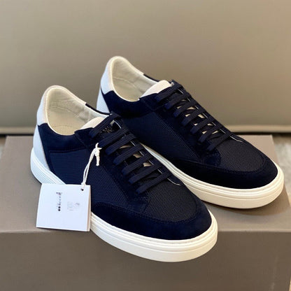 Men's Leather Patchwork Low-Top Sneakers