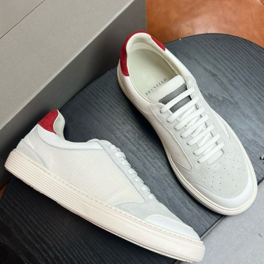 Men's Leather Patchwork Low-Top Sneakers