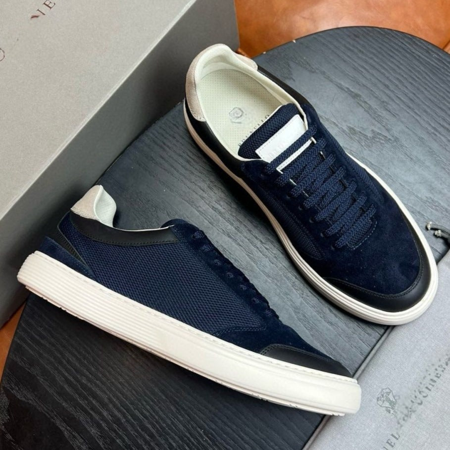 Men's Leather Patchwork Low-Top Sneakers