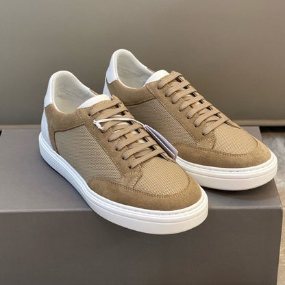 Men's Leather Patchwork Low-Top Sneakers