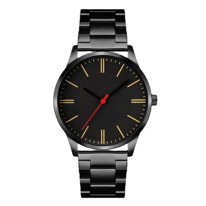 Men's leather strap wristwatch