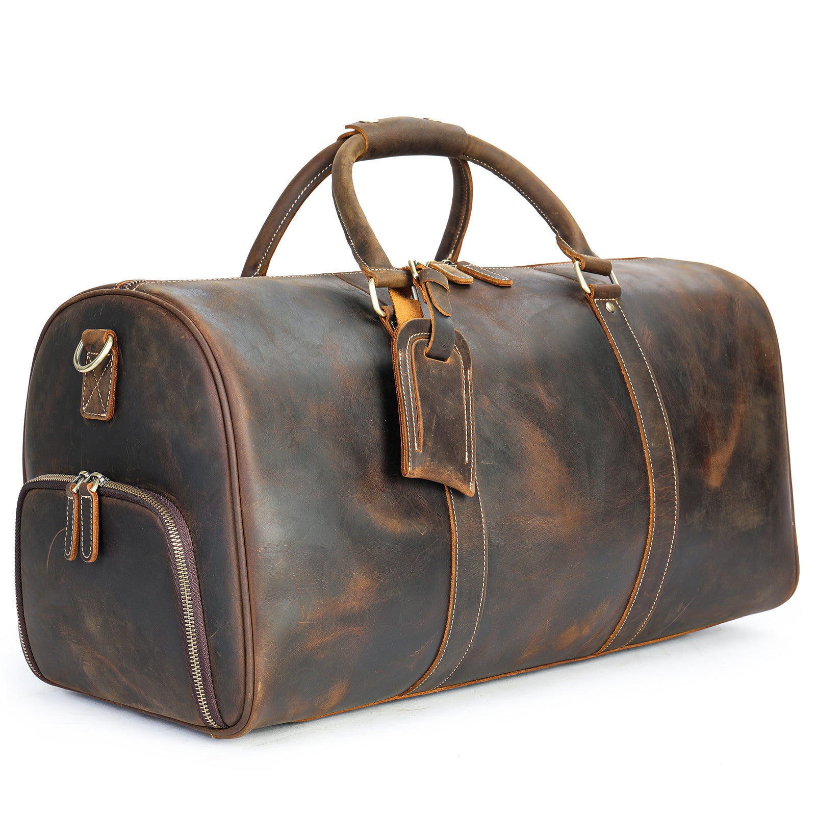 Men's Leather Travel Bag Large Capacity Cowhide Duffle Bag