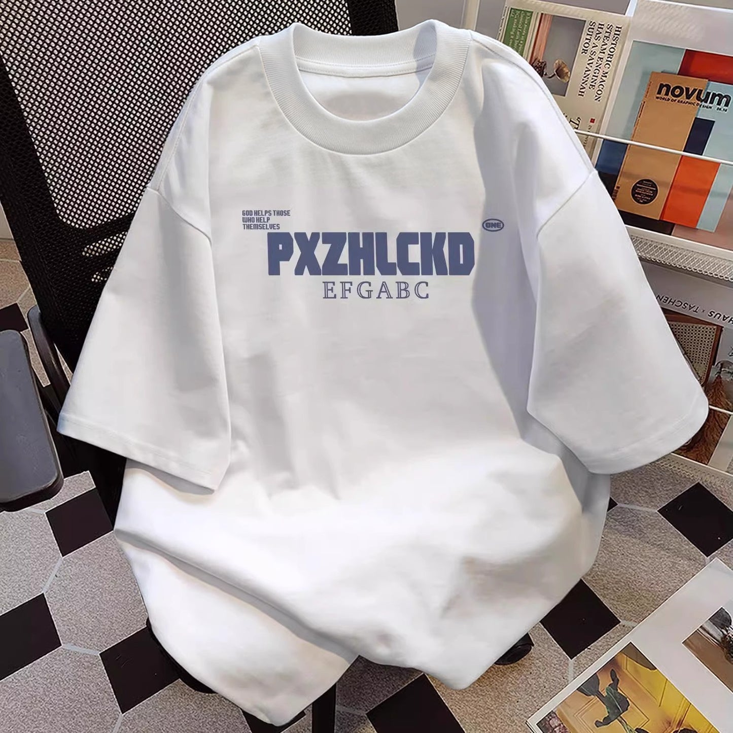 Men's Letter Print Cotton T-Shirt Loose Fit