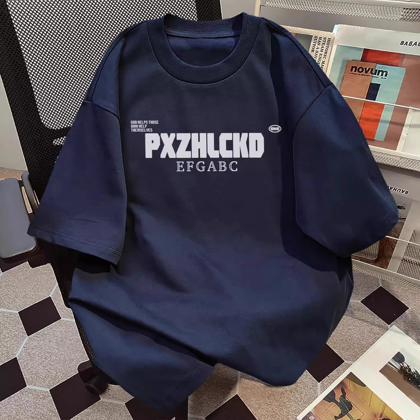 Men's Letter Print Cotton T-Shirt Loose Fit