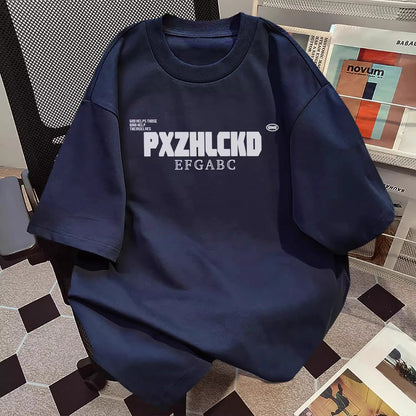 Men's Letter Print Cotton T-Shirt Loose Fit