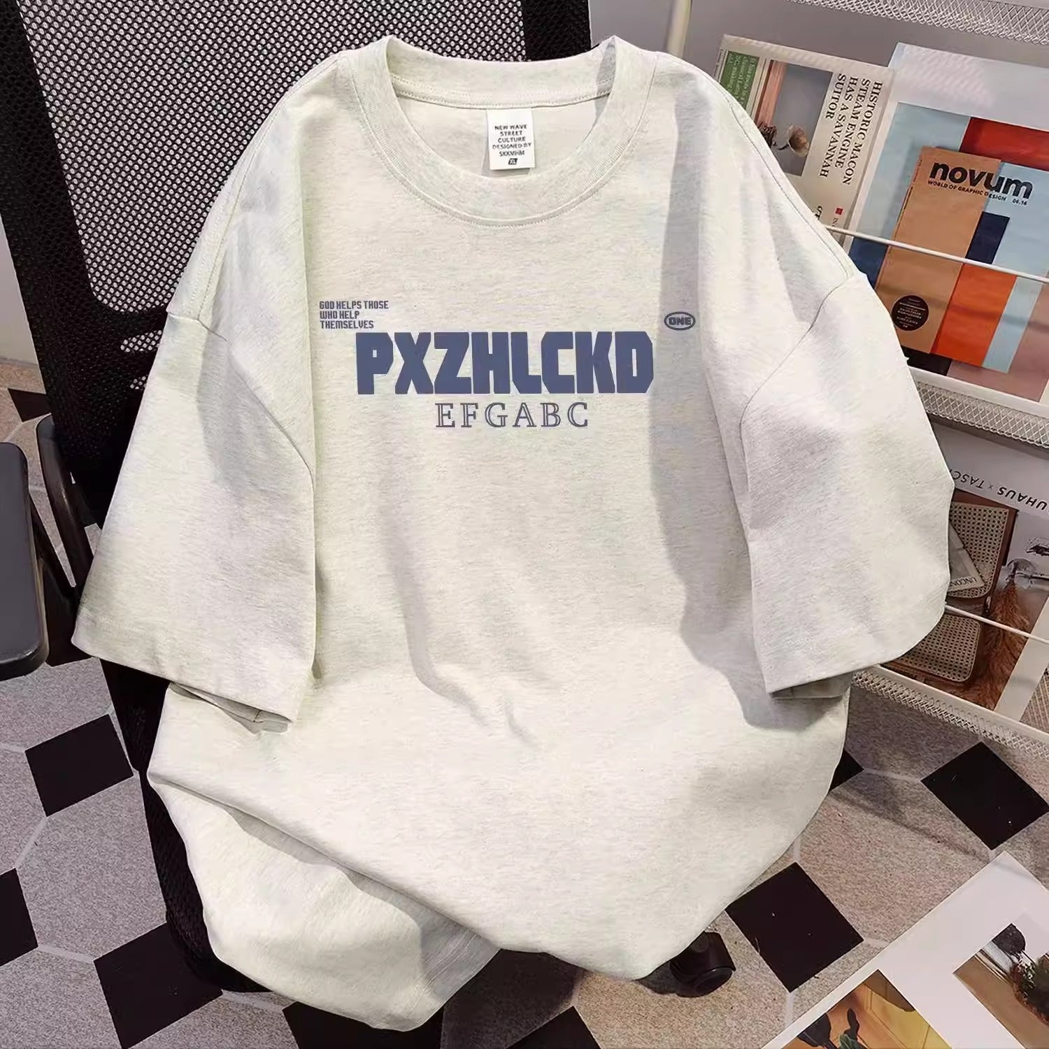 Men's Letter Print Cotton T-Shirt Loose Fit