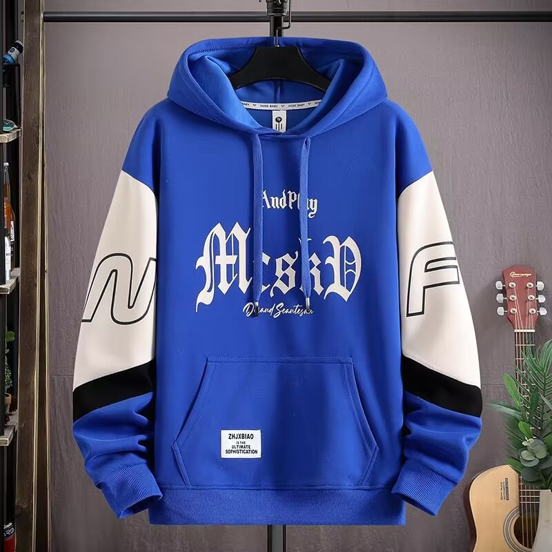 Men's Letter Print Hooded Fleece Sweatshirt