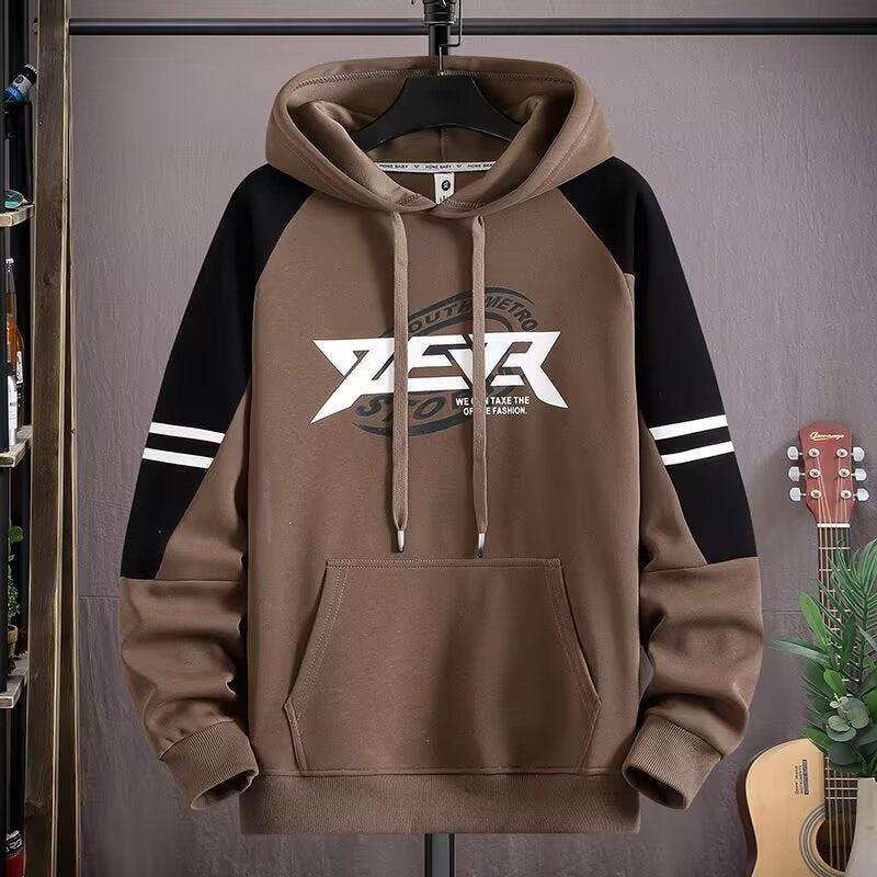 Men's Letter Print Hooded Fleece Sweatshirt