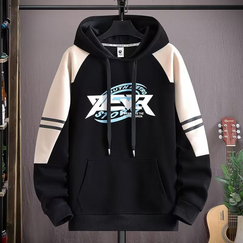 Men's Letter Print Hooded Fleece Sweatshirt