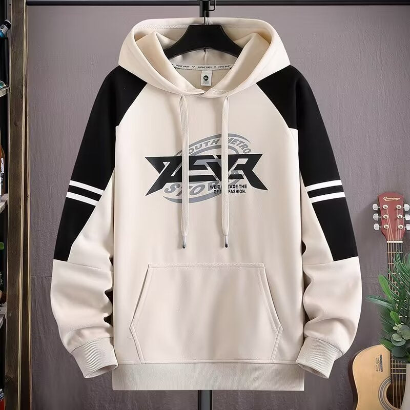 Men's Letter Print Hooded Fleece Sweatshirt