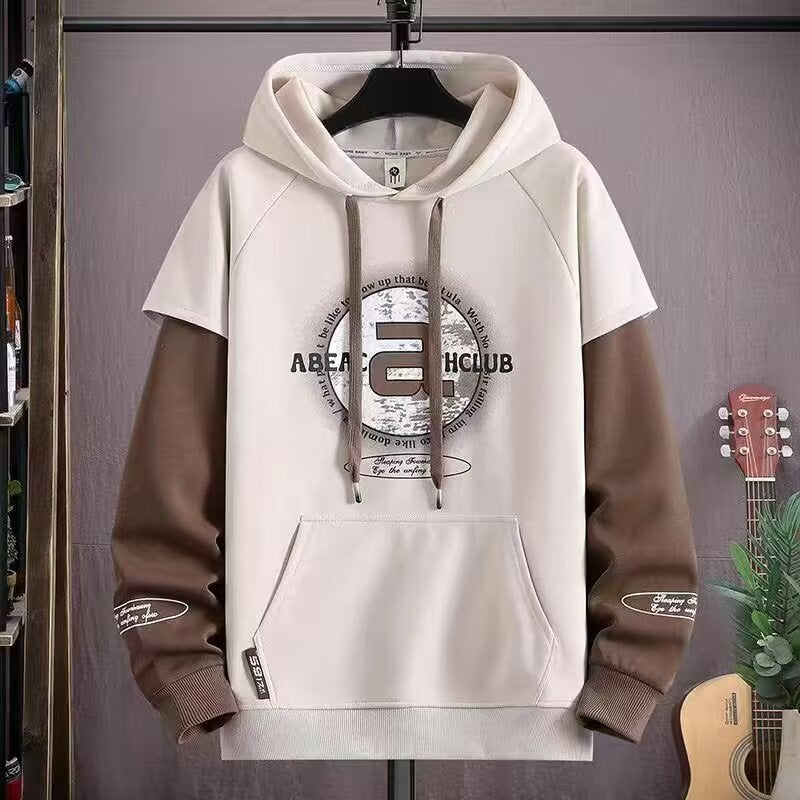 Men's Letter Print Hooded Fleece Sweatshirt