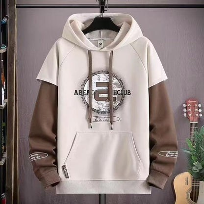 Men's Letter Print Hooded Fleece Sweatshirt
