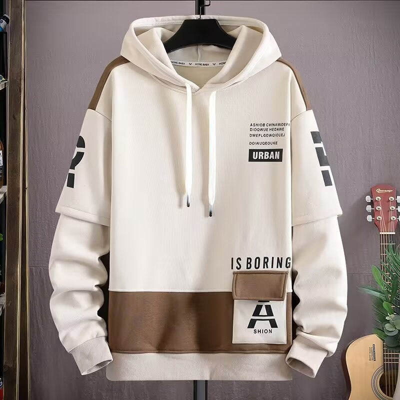 Men's Letter Print Hooded Fleece Sweatshirt