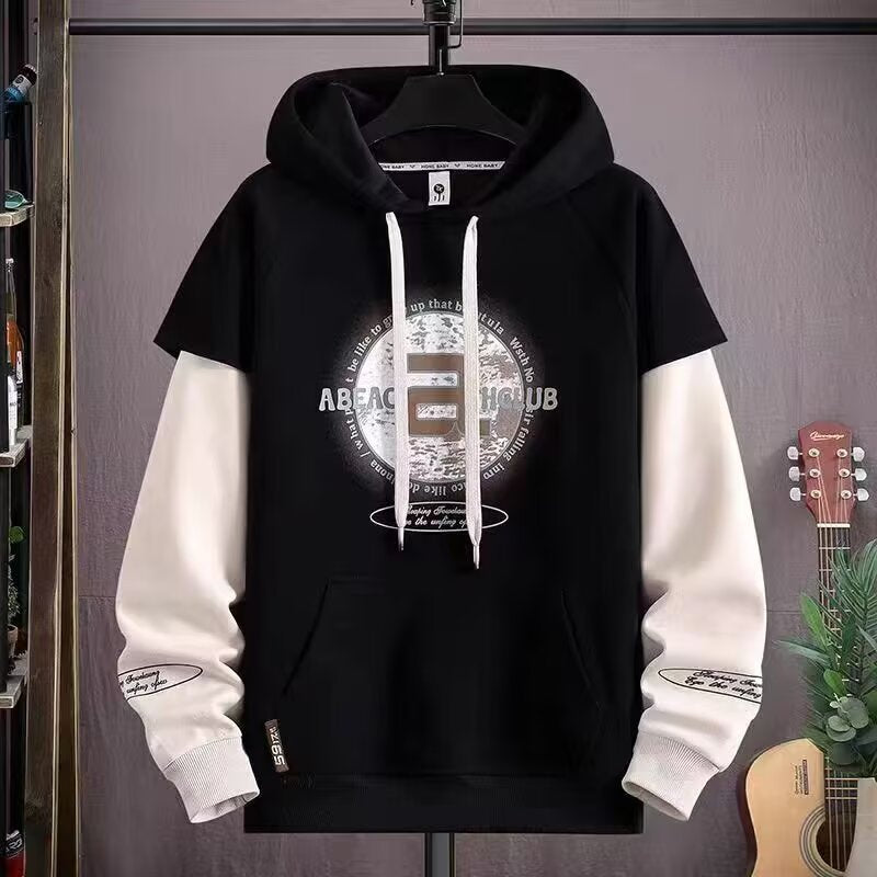 Men's Letter Print Hooded Fleece Sweatshirt