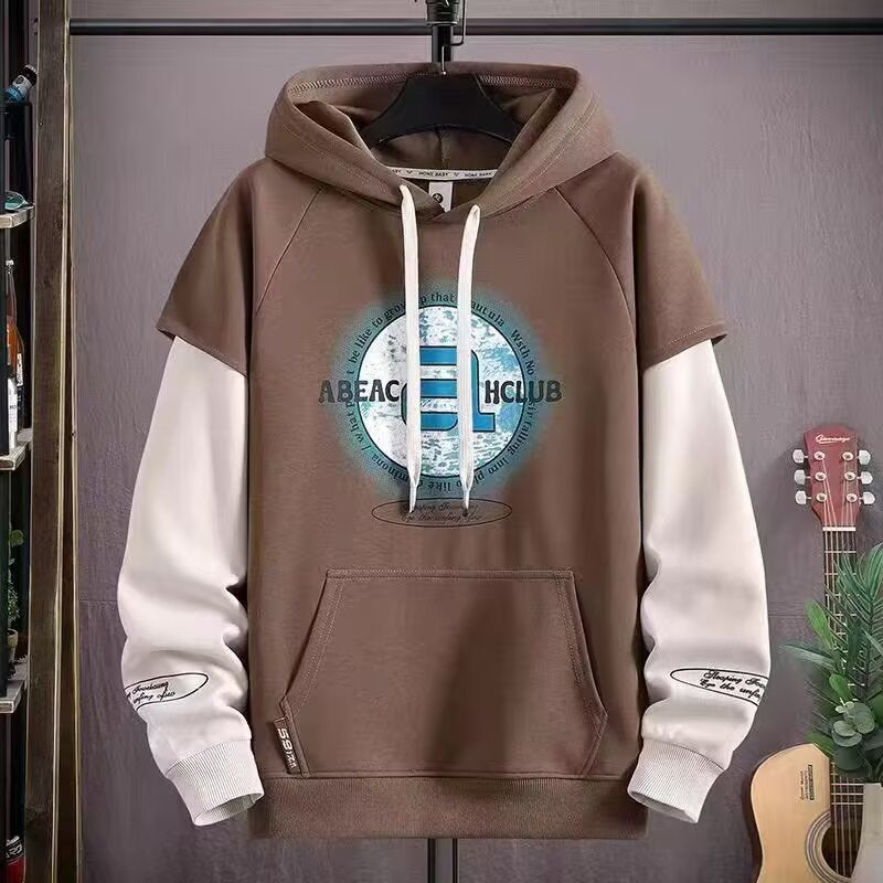 Men's Letter Print Hooded Fleece Sweatshirt