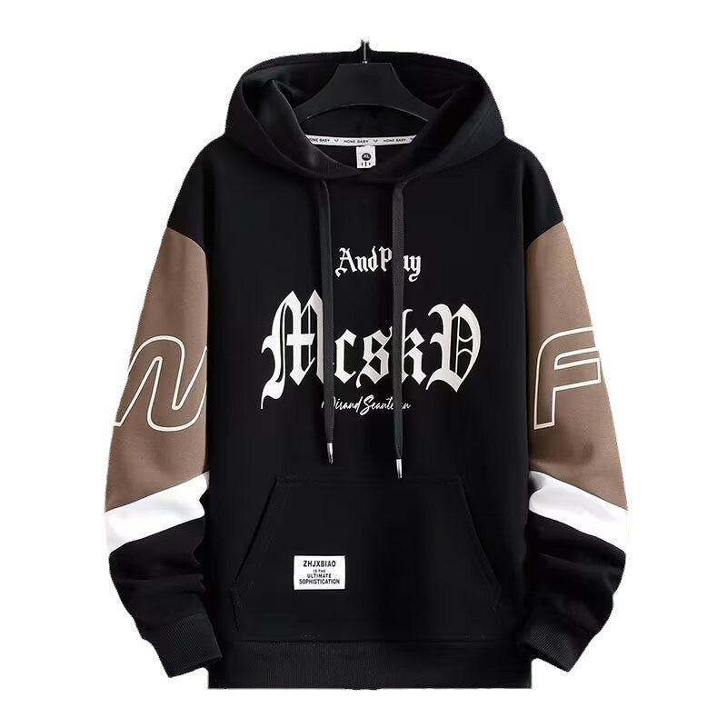 Men's Letter Print Hooded Fleece Sweatshirt