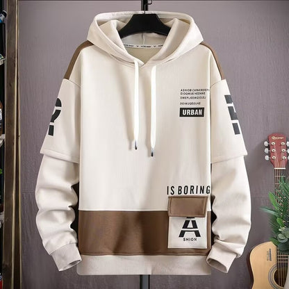 Men's Letter Print Hooded Fleece Sweatshirt