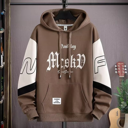 Men's Letter Print Hooded Fleece Sweatshirt