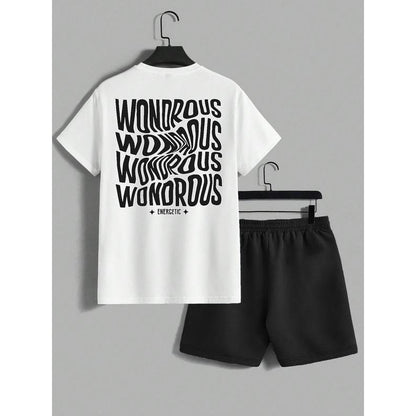 Men's letter-printed short pants set