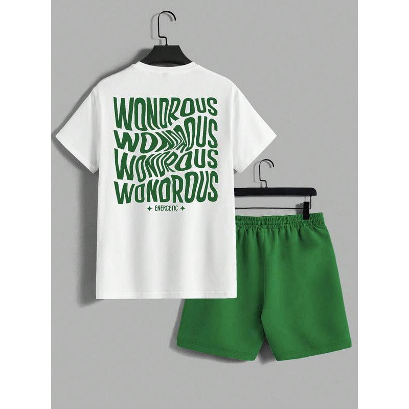 Men's letter-printed short pants set