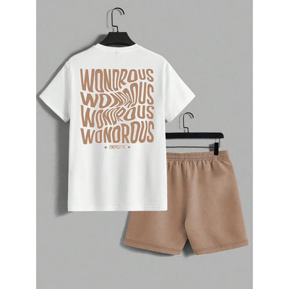 Men's letter-printed short pants set