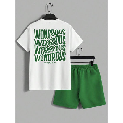 Men's letter-printed short pants set