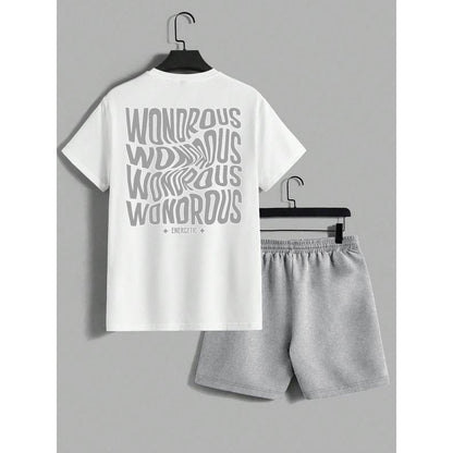 Men's letter-printed short pants set