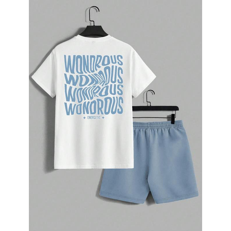 Men's letter-printed short pants set