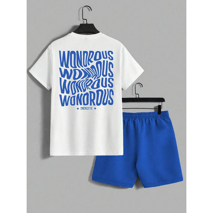 Men's letter-printed short pants set