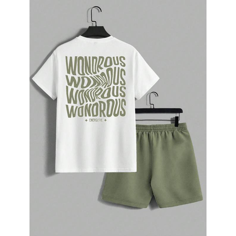 Men's letter-printed short pants set