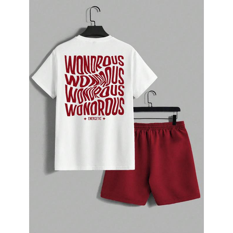 Men's letter-printed short pants set