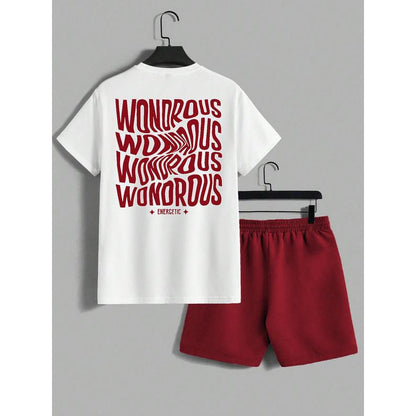 Men's letter-printed short pants set