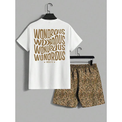 Men's letter-printed short pants set
