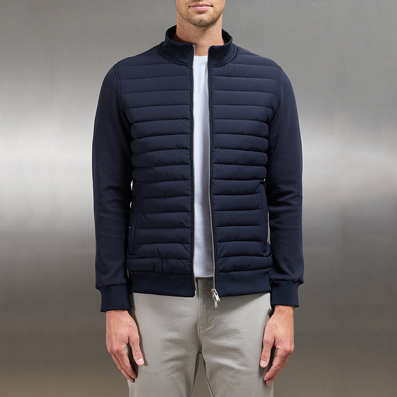 Men's Lightweight Down Stand Collar Knit Jacket