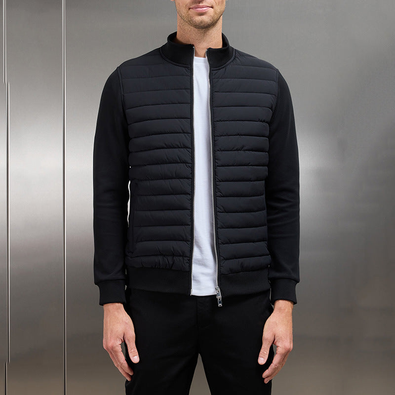 Men's Lightweight Down Stand Collar Knit Jacket