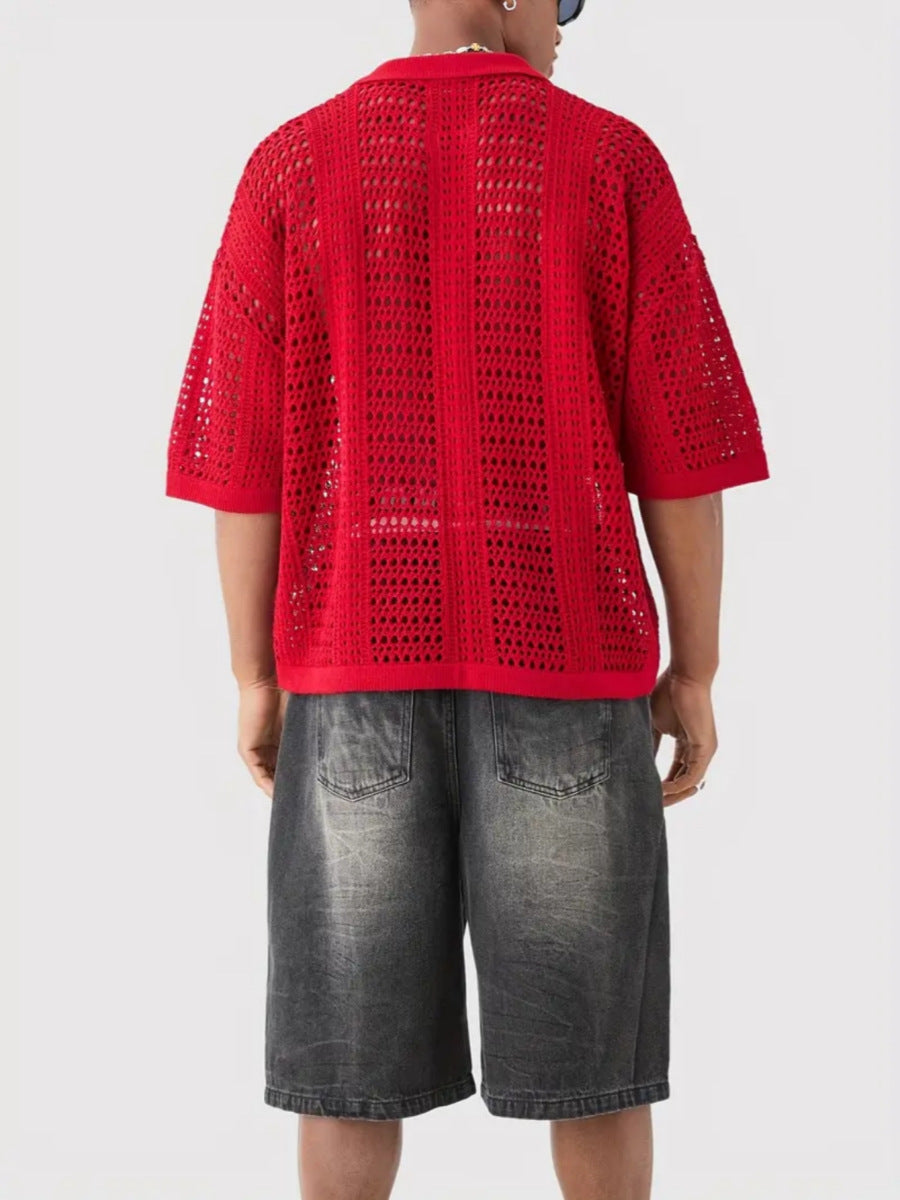 Men's Lightweight Knitted Short Sleeve Polo Shirt Casual Solid Top