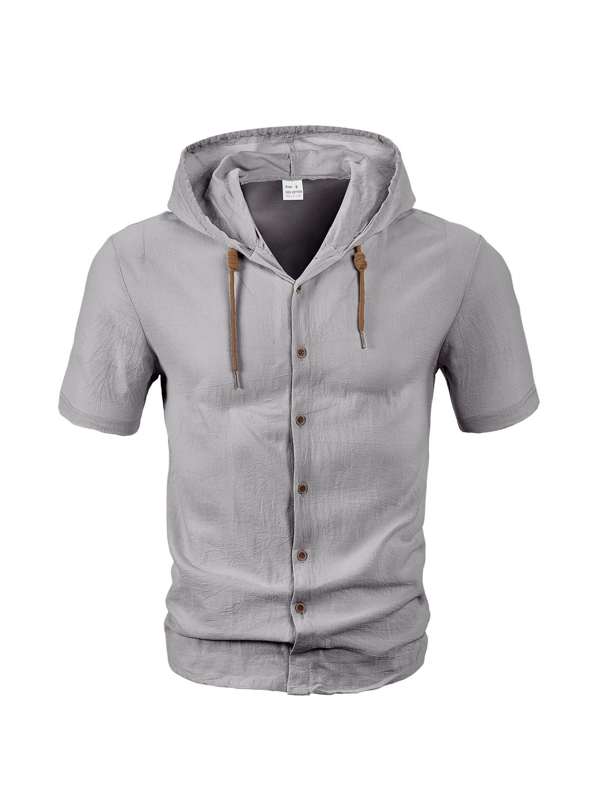 Men's Linen Blend Casual Hooded Shirt