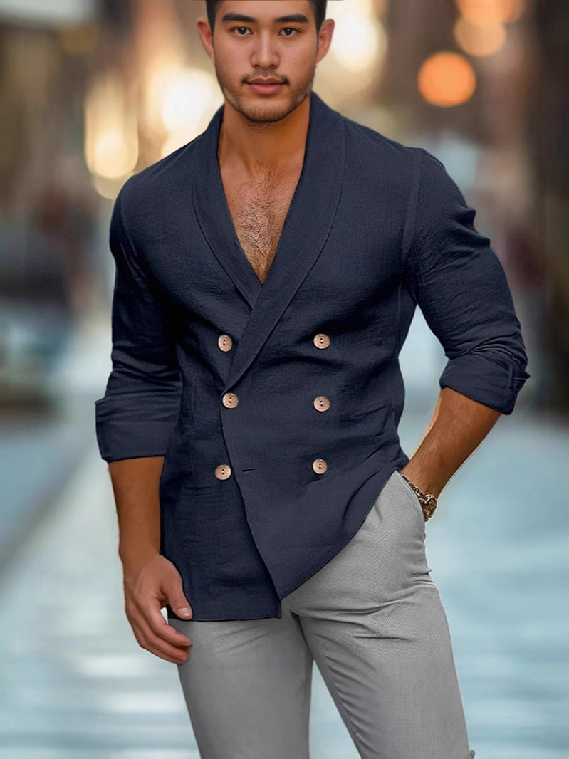 Men's Linen Blend Dress Shirt