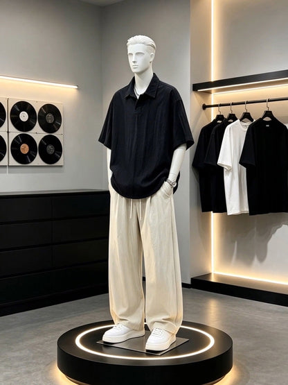 Men's Linen Blend Short Sleeve Polo and Pants Set