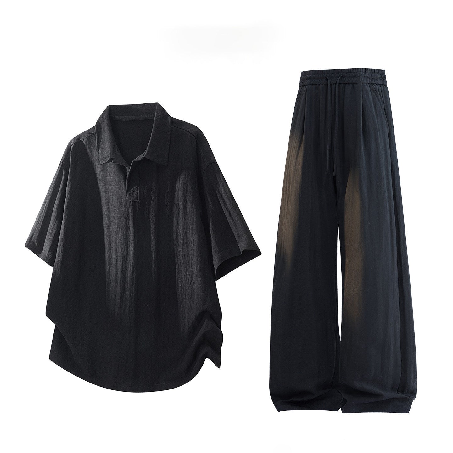 Men's Linen Blend Short Sleeve Polo and Pants Set