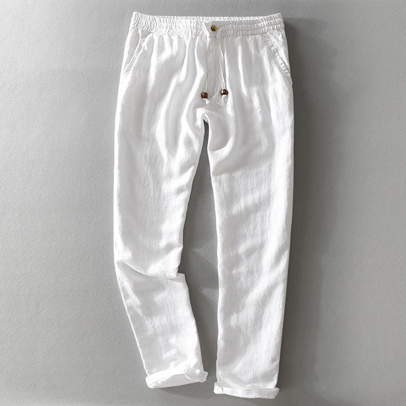Men's Linen Casual Pants Relaxed Fit Elastic Waist