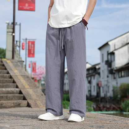 Men's Linen Casual Straight Pants