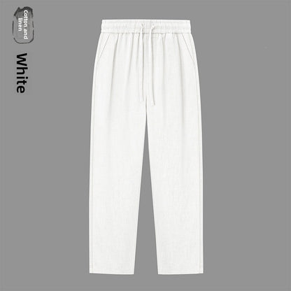 Men's Linen Cotton Straight Leg Pants